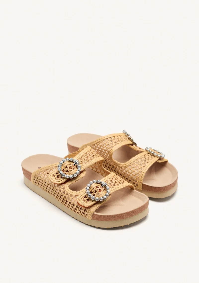 MESH AND RHINESTONE BUCKLE SANDALS PLAISTOW