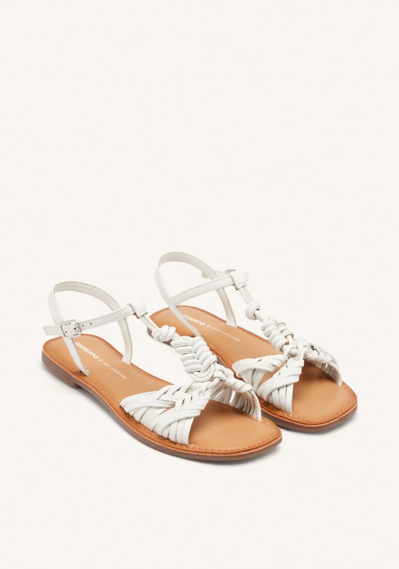 KNOTTED LEATHER FLAT SANDALS WALDEN