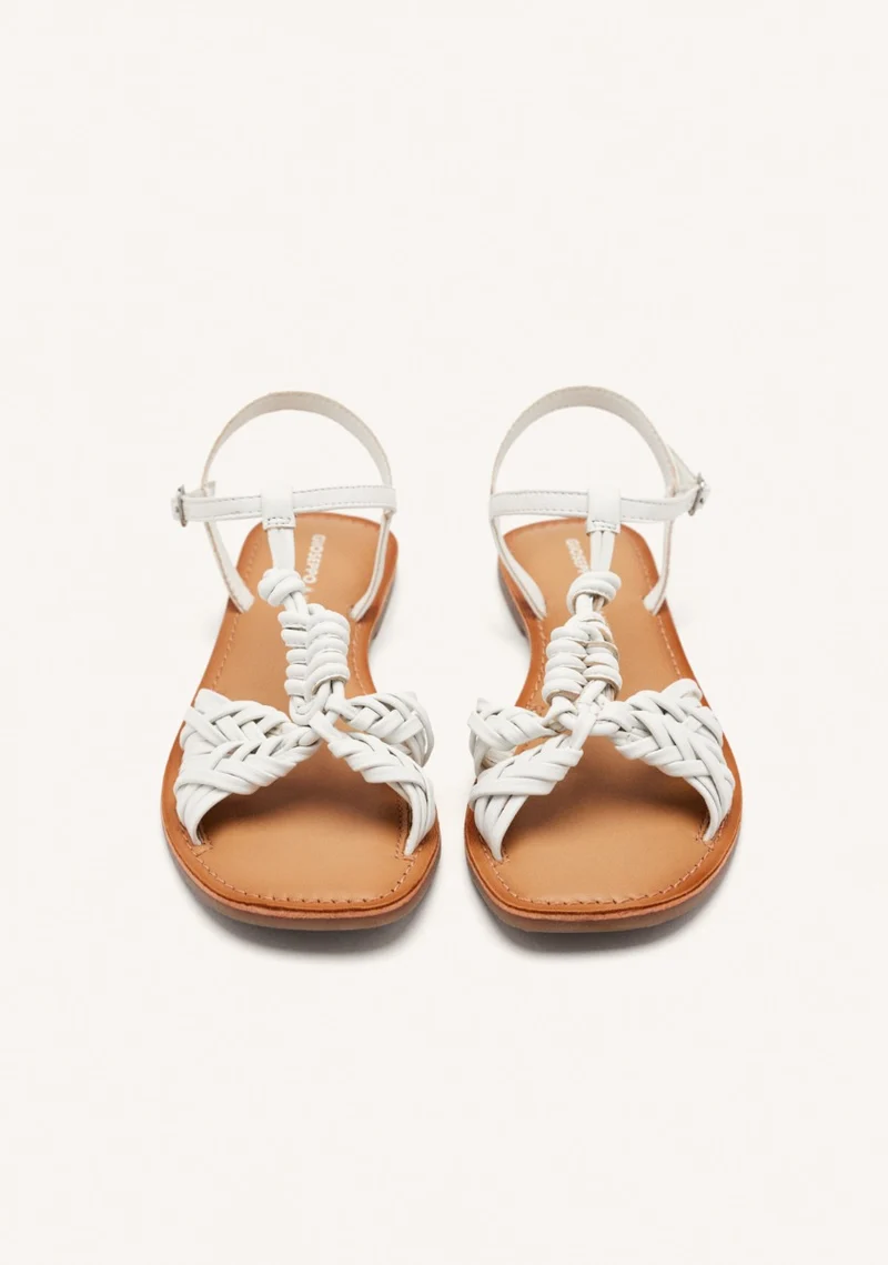 KNOTTED LEATHER FLAT SANDALS WALDEN