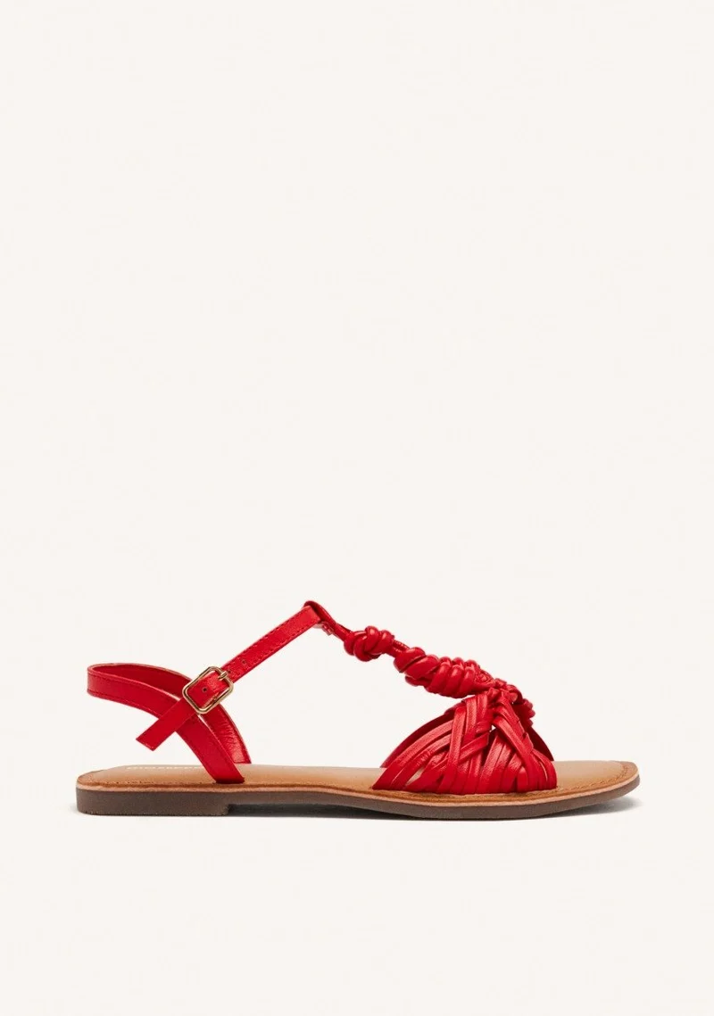 KNOTTED LEATHER FLAT SANDALS WALDEN