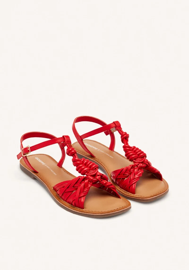 KNOTTED LEATHER FLAT SANDALS WALDEN