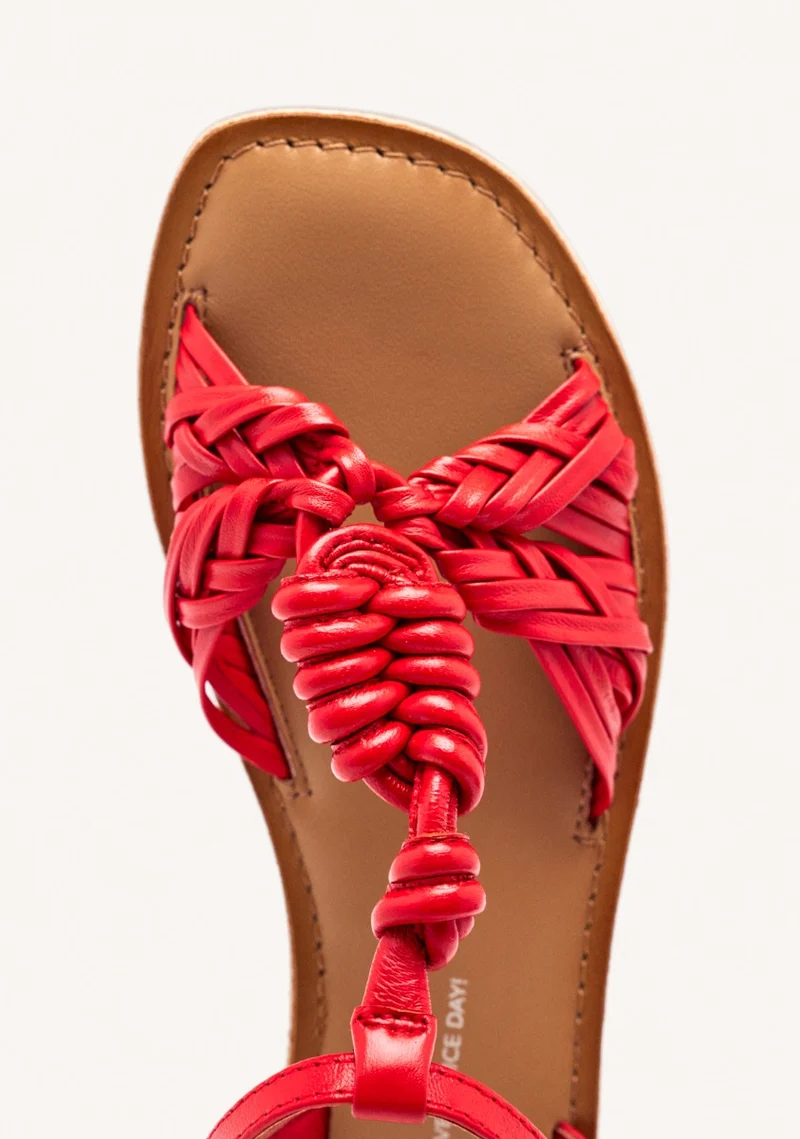 KNOTTED LEATHER FLAT SANDALS WALDEN