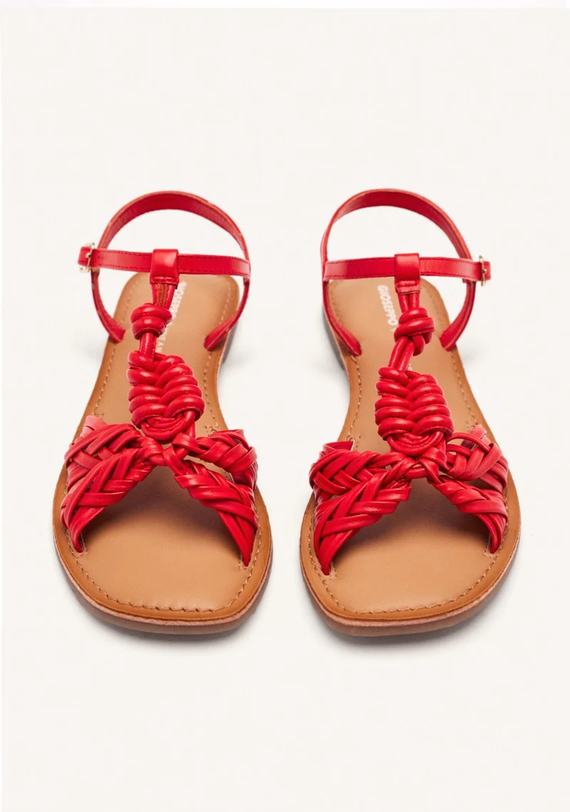 KNOTTED LEATHER FLAT SANDALS WALDEN