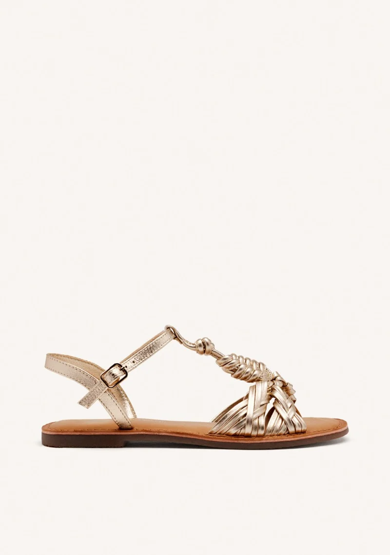 KNOTTED LEATHER FLAT SANDALS WALDEN