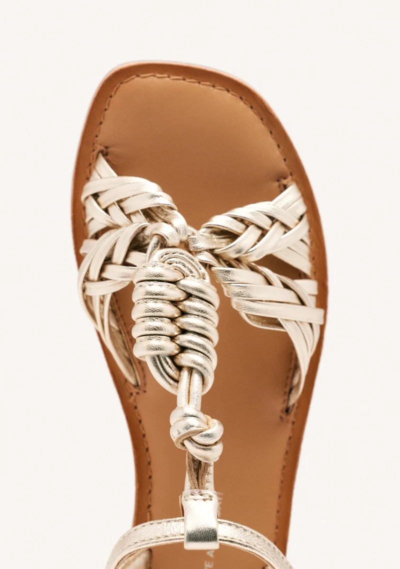 KNOTTED LEATHER FLAT SANDALS WALDEN