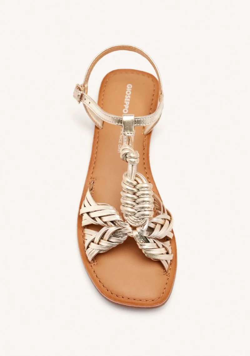 KNOTTED LEATHER FLAT SANDALS WALDEN