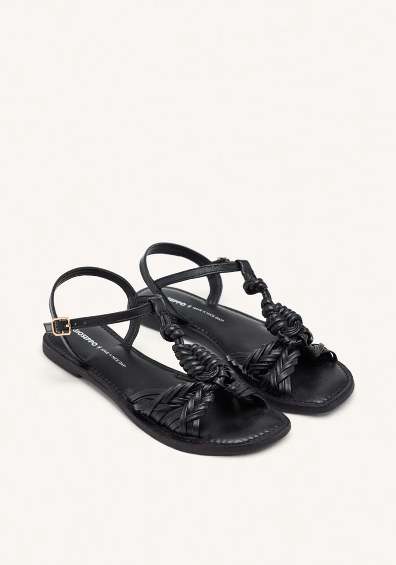 KNOTTED LEATHER FLAT SANDALS WALDEN