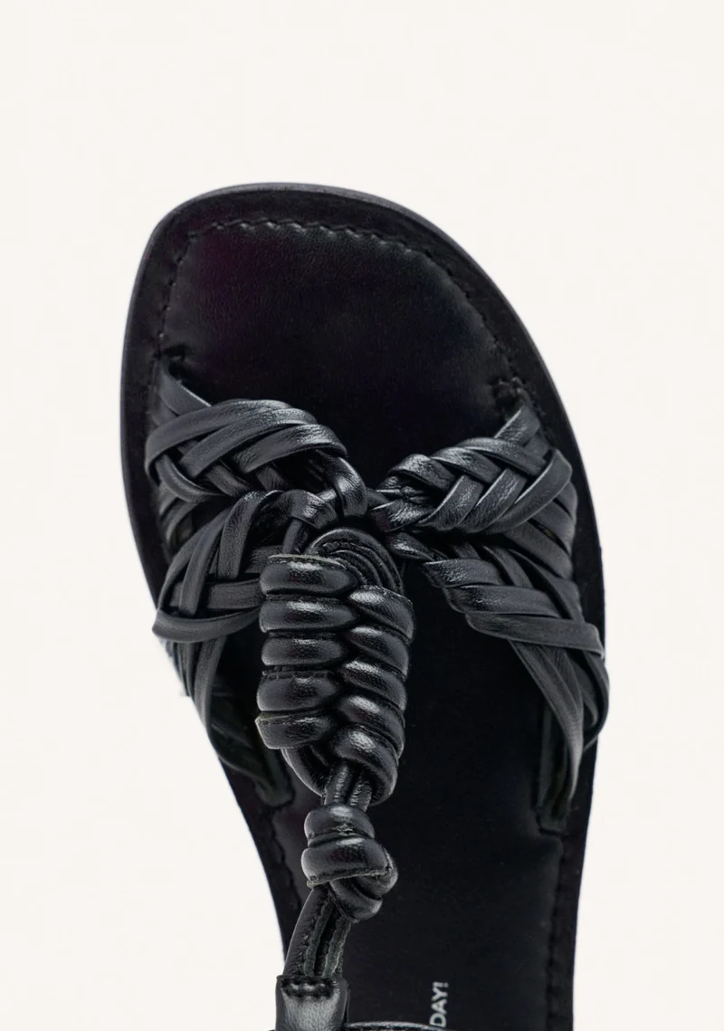KNOTTED LEATHER FLAT SANDALS WALDEN
