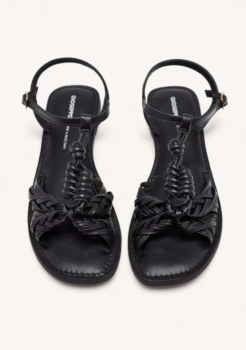 KNOTTED LEATHER FLAT SANDALS WALDEN