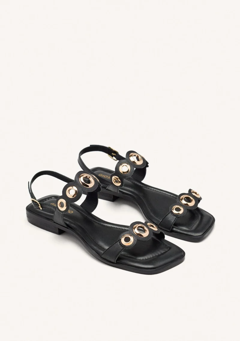 FLAT LEATHER SANDALS WITH EYELETS SIREN