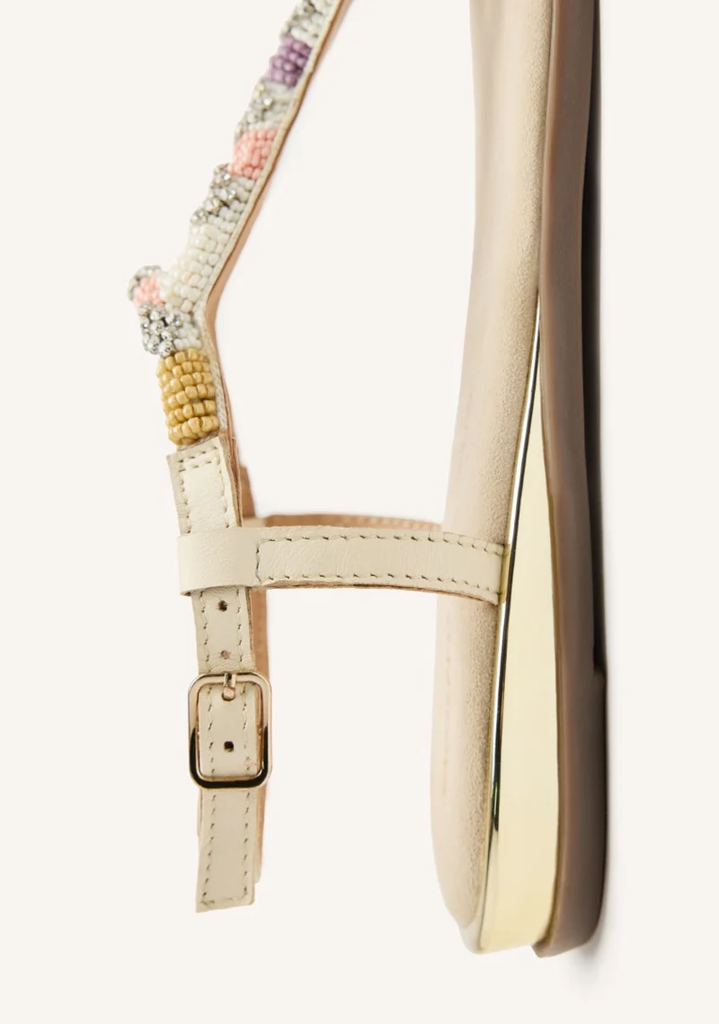 BEADED LEATHER FLAT SANDALS TILTON