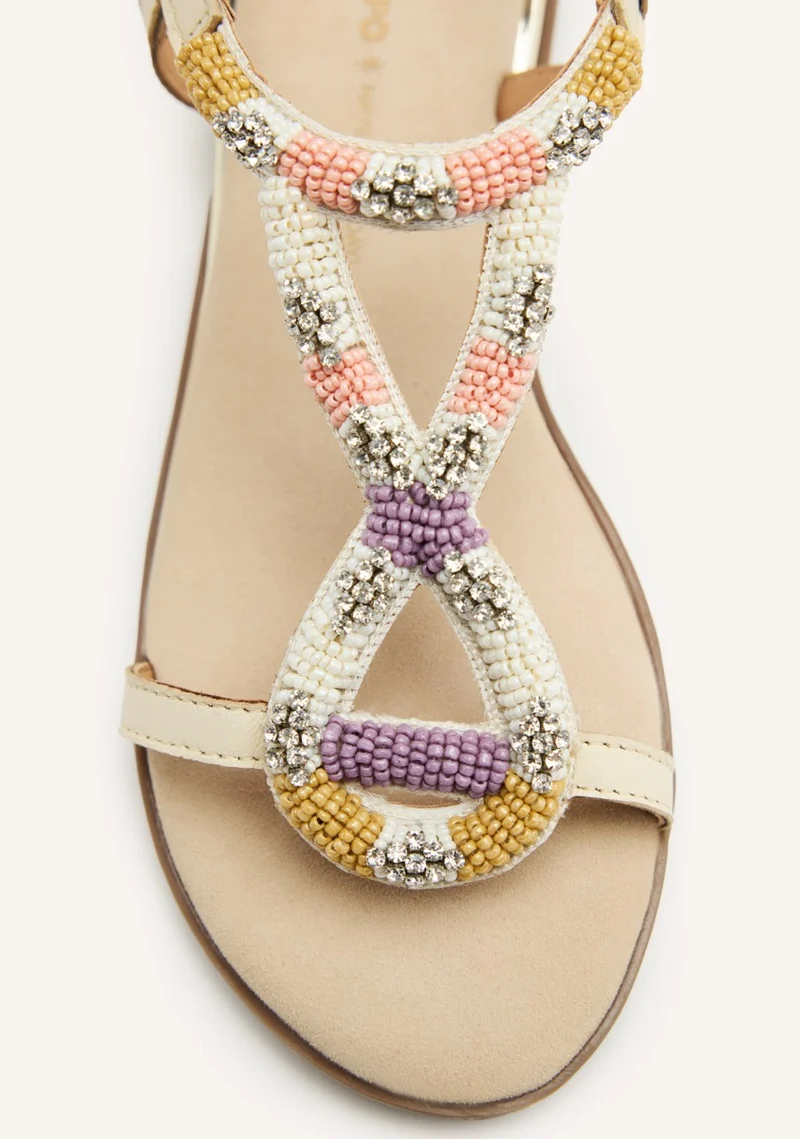 BEADED LEATHER FLAT SANDALS TILTON