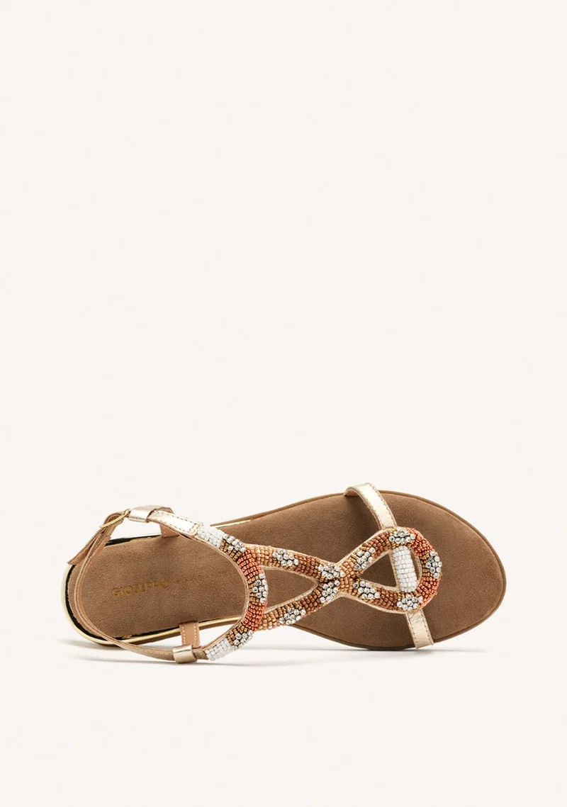 BEADED LEATHER FLAT SANDALS TILTON