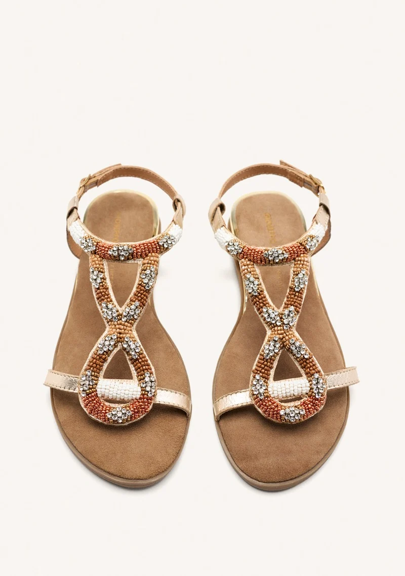 BEADED LEATHER FLAT SANDALS TILTON