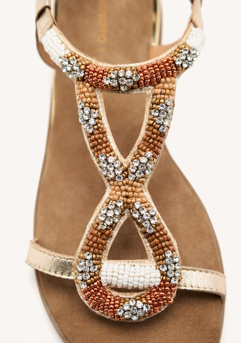 BEADED LEATHER FLAT SANDALS TILTON