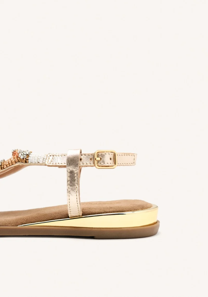 BEADED LEATHER FLAT SANDALS TILTON