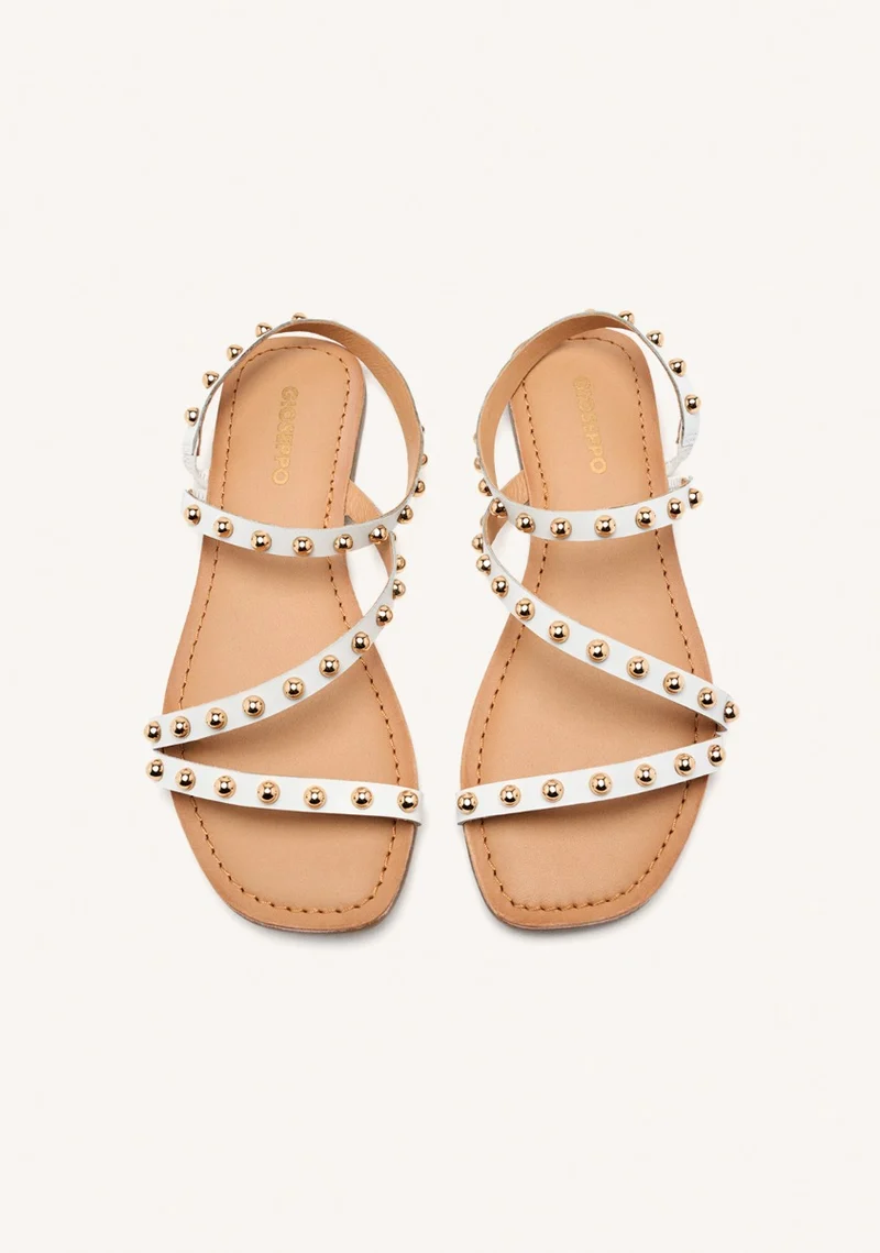 FLAT STUDDED LEATHER SANDALS NECEDAH