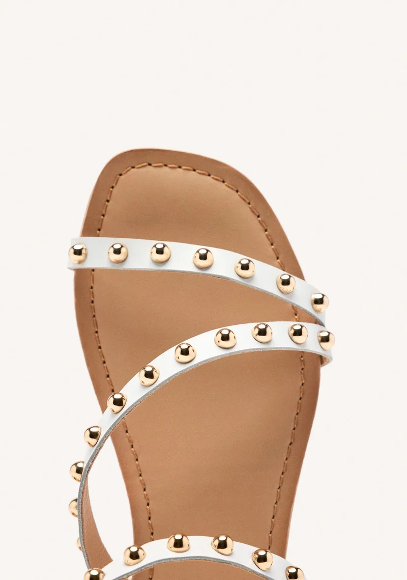 FLAT STUDDED LEATHER SANDALS NECEDAH