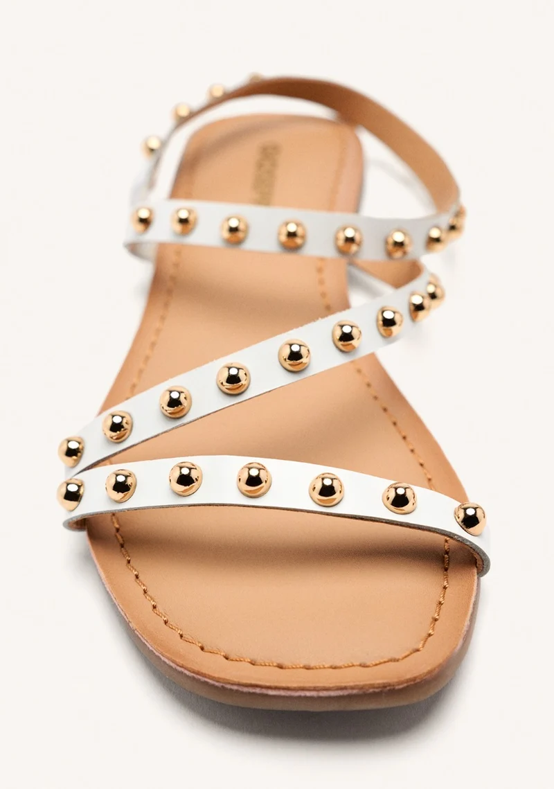 FLAT STUDDED LEATHER SANDALS NECEDAH