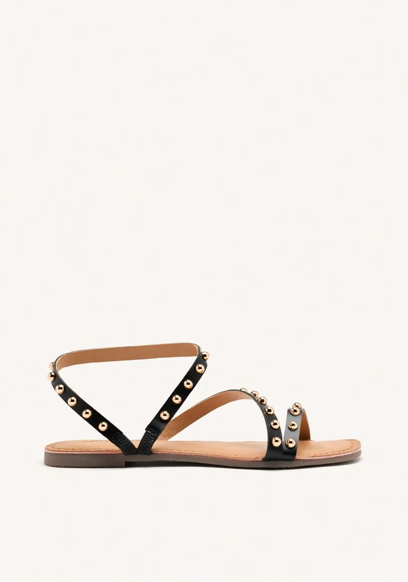 FLAT STUDDED LEATHER SANDALS NECEDAH