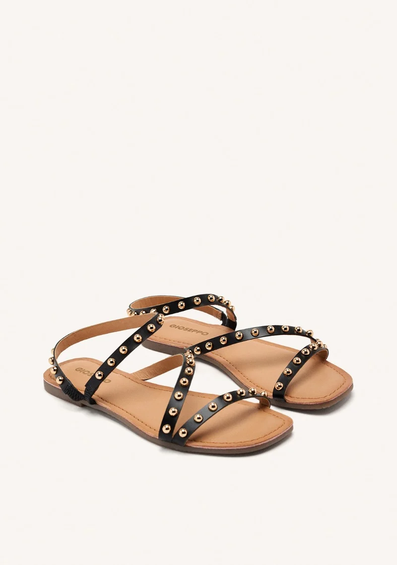 FLAT STUDDED LEATHER SANDALS NECEDAH