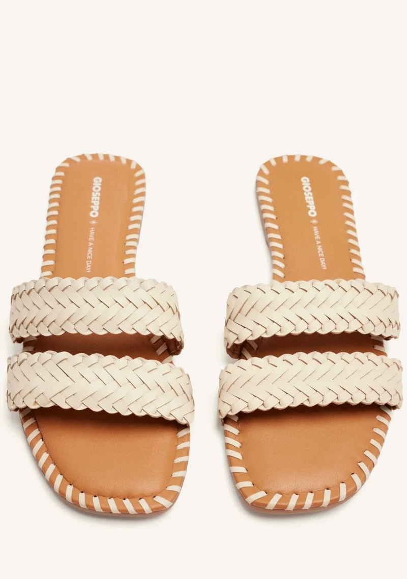 BRAIDED LEATHER FLAT SANDALS PERHAM