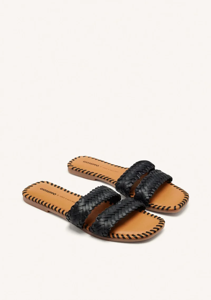 BRAIDED LEATHER FLAT SANDALS PERHAM