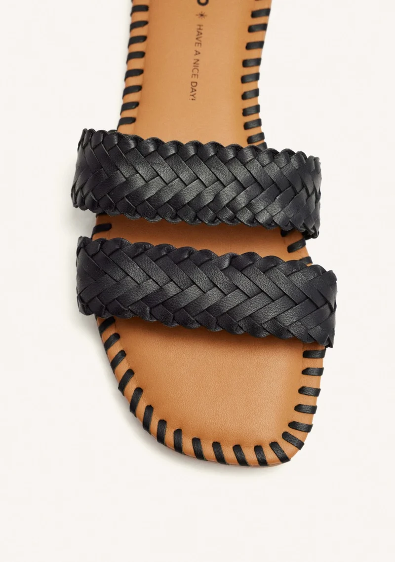BRAIDED LEATHER FLAT SANDALS PERHAM