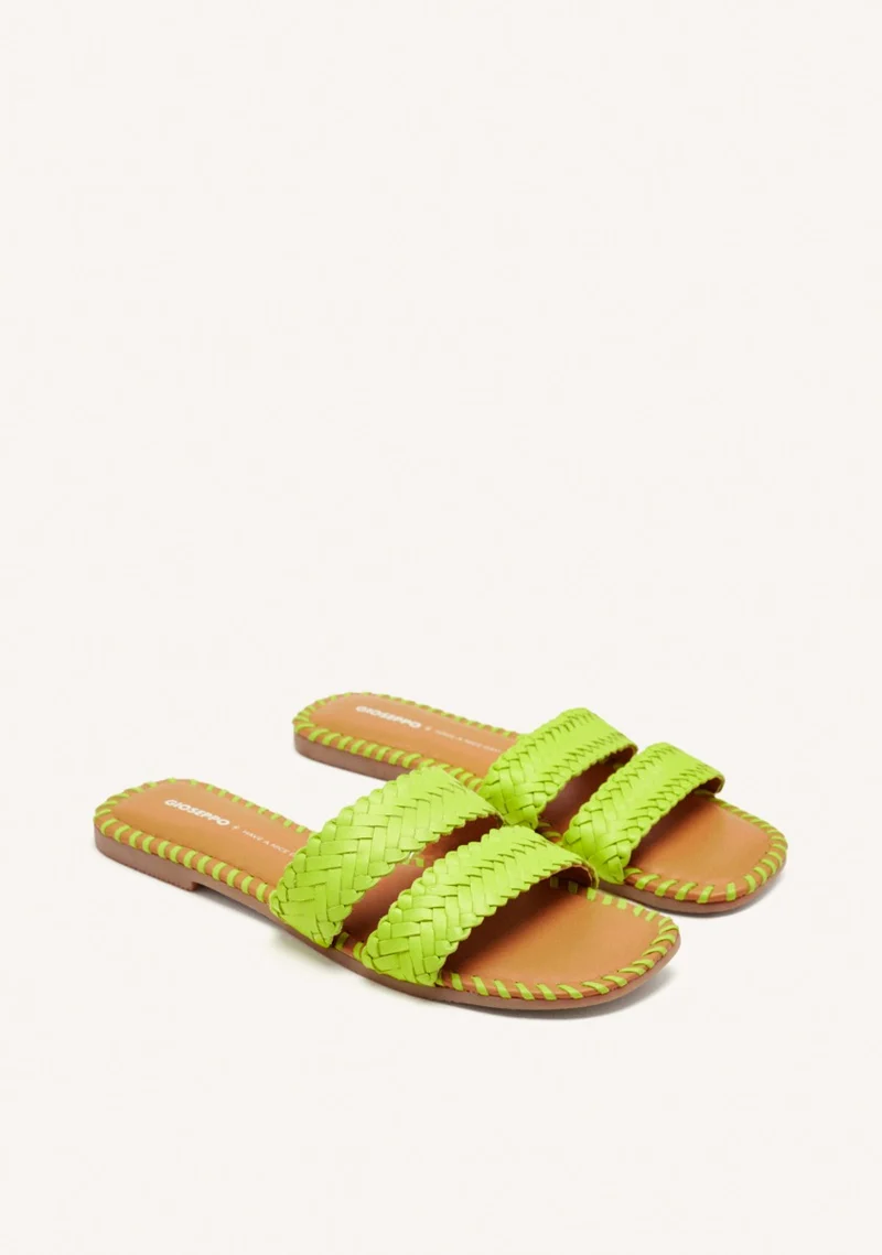 BRAIDED LEATHER FLAT SANDALS PERHAM