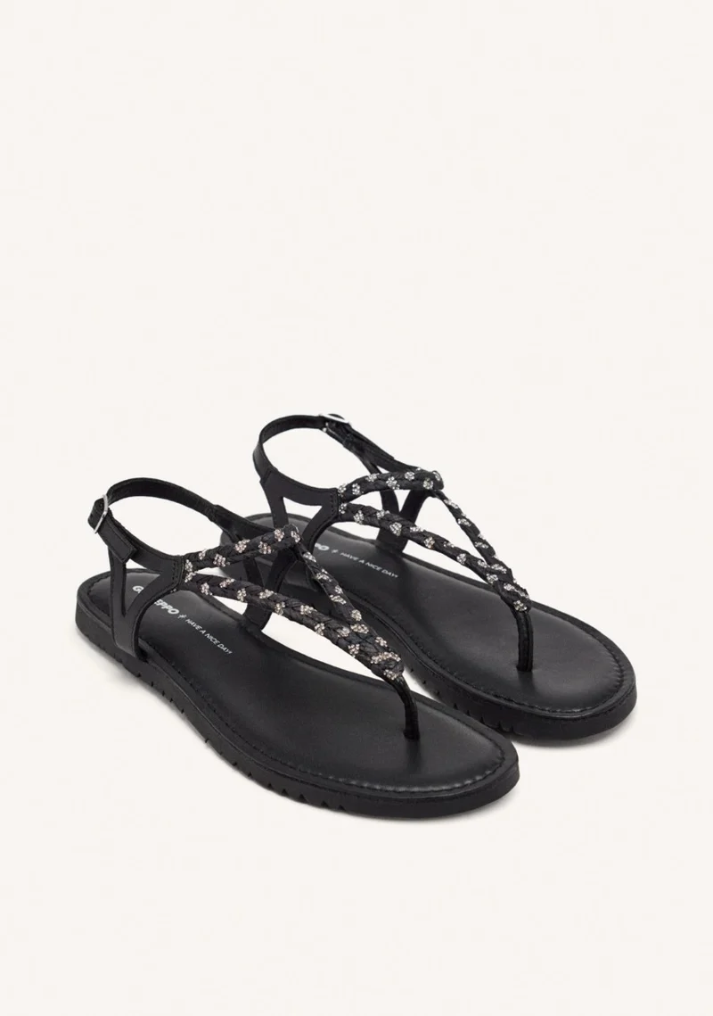 GREEK SANDALS LEATHER, RAFFIA AND SHINE LIMINGTON