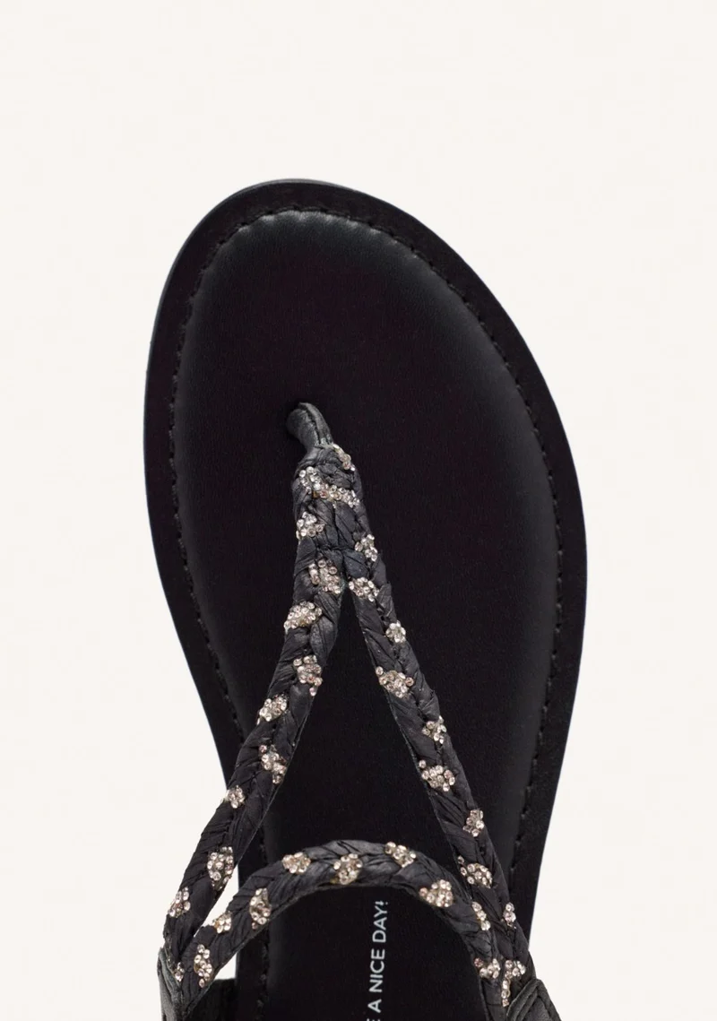 GREEK SANDALS LEATHER, RAFFIA AND SHINE LIMINGTON