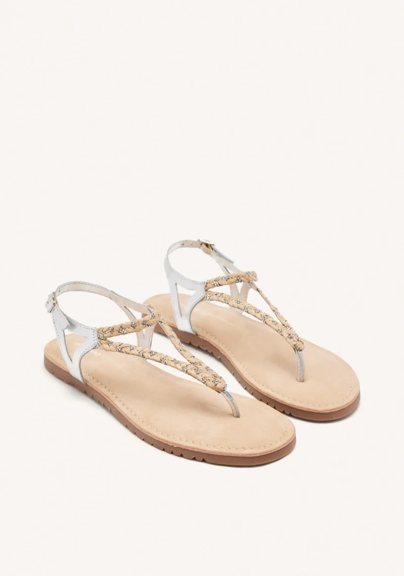 GREEK SANDALS LEATHER, RAFFIA AND SHINE LIMINGTON