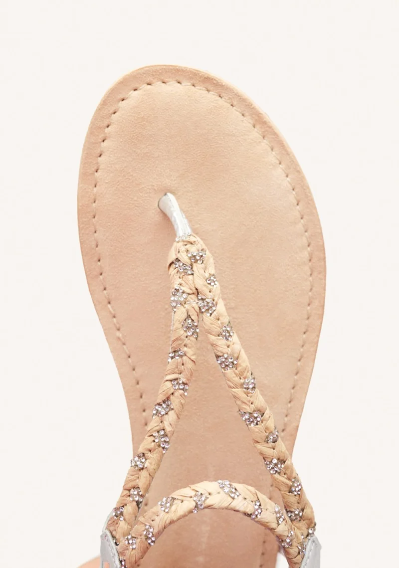 GREEK SANDALS LEATHER, RAFFIA AND SHINE LIMINGTON