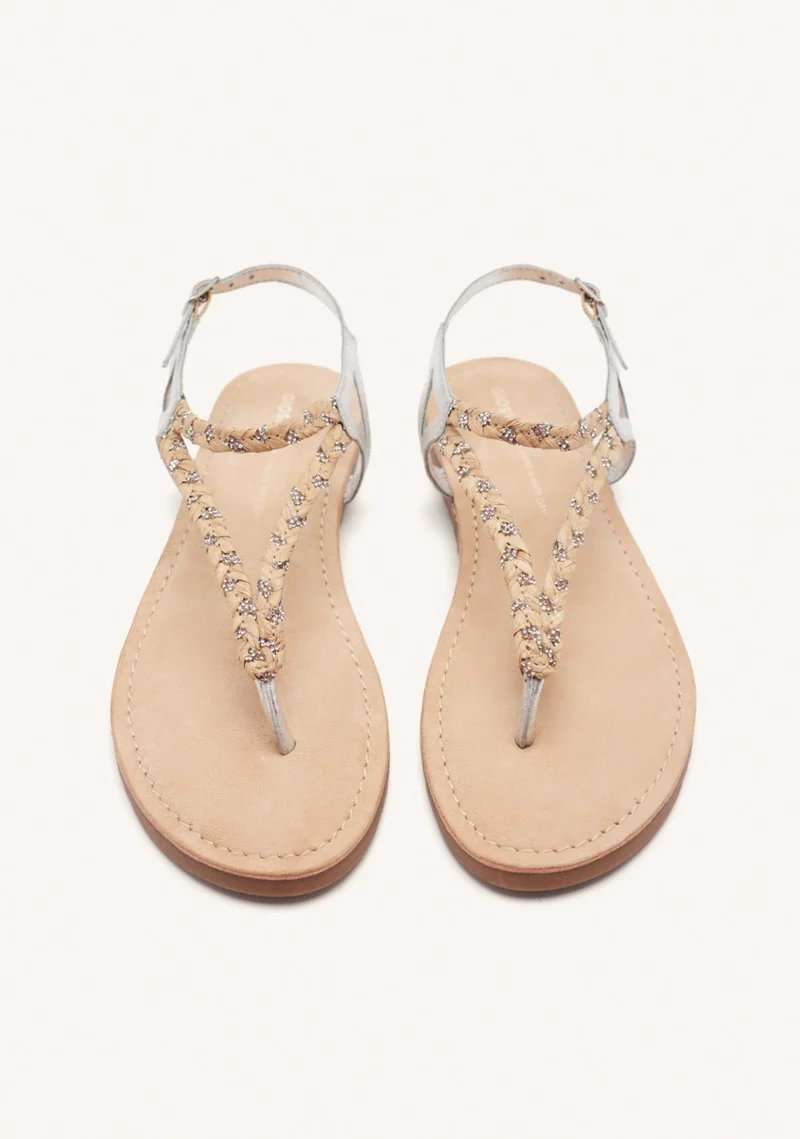 GREEK SANDALS LEATHER, RAFFIA AND SHINE LIMINGTON