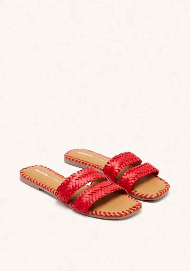 BRAIDED LEATHER FLAT SANDALS PERHAM