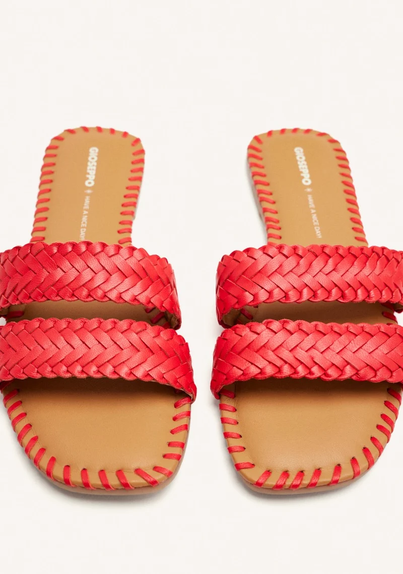 BRAIDED LEATHER FLAT SANDALS PERHAM