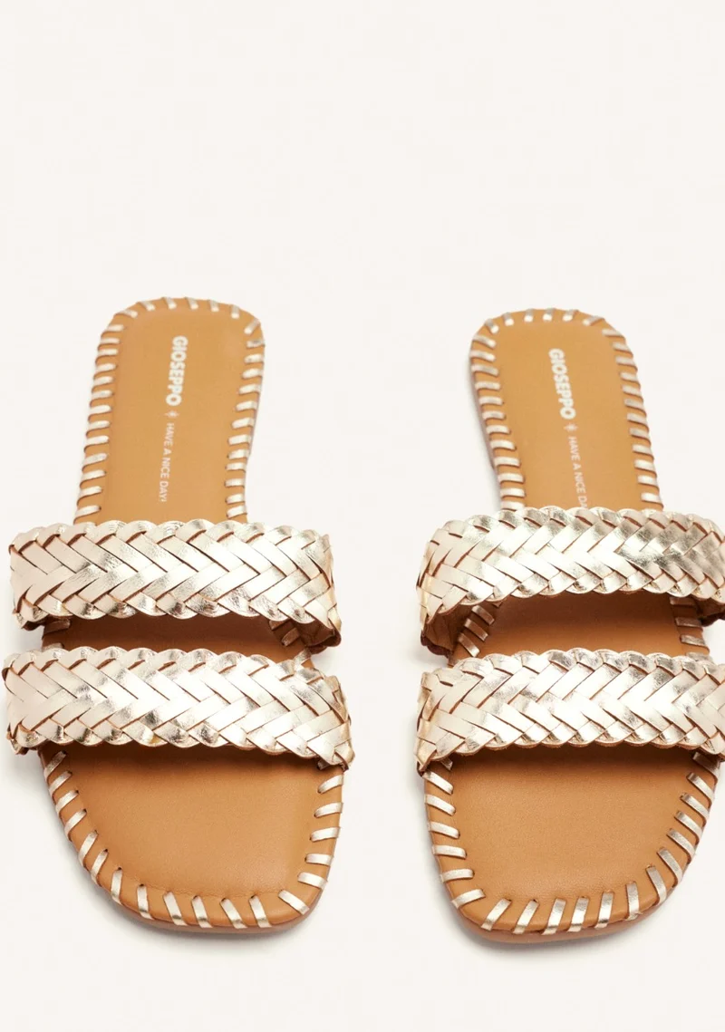 BRAIDED LEATHER FLAT SANDALS PERHAM