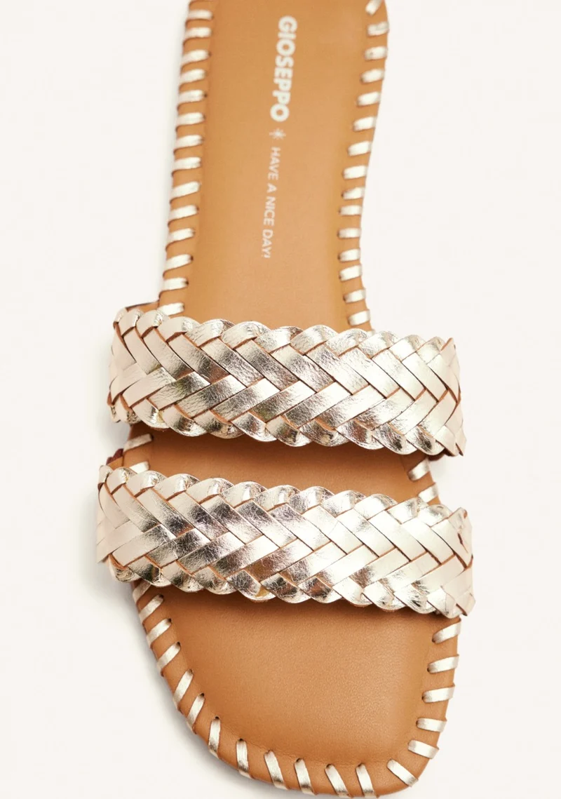 BRAIDED LEATHER FLAT SANDALS PERHAM