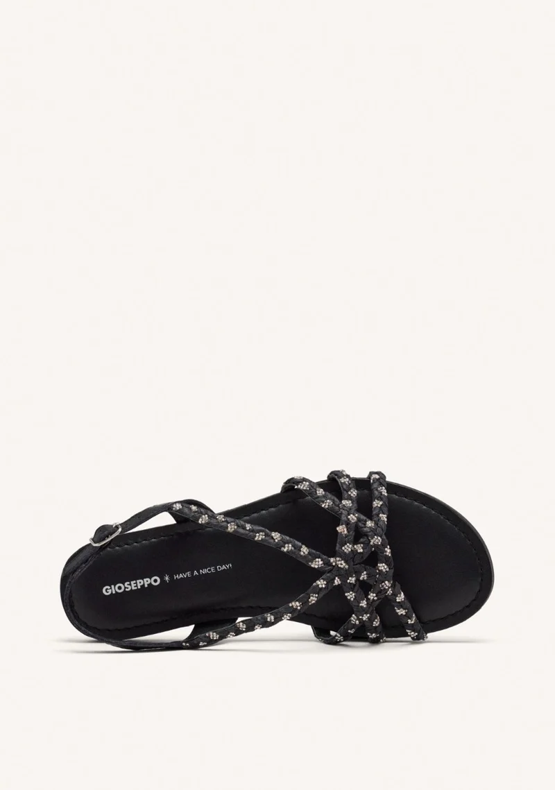 LEATHER AND RAFFIA FLAT SANDALS WIOTA