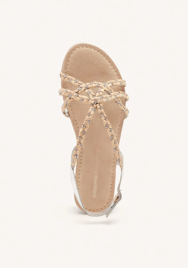 LEATHER AND RAFFIA FLAT SANDALS WIOTA