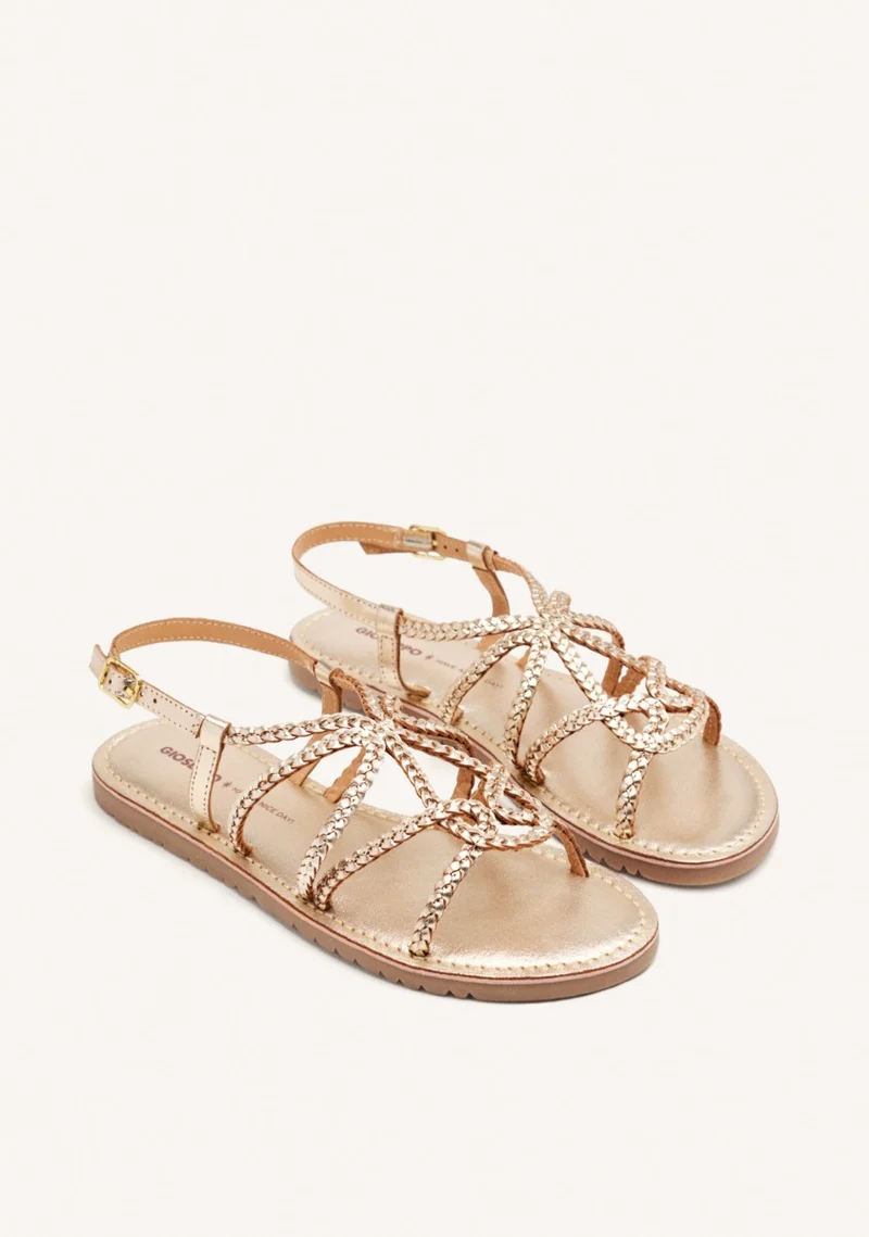 BRAIDED LEATHER FLAT SANDALS ORLAND