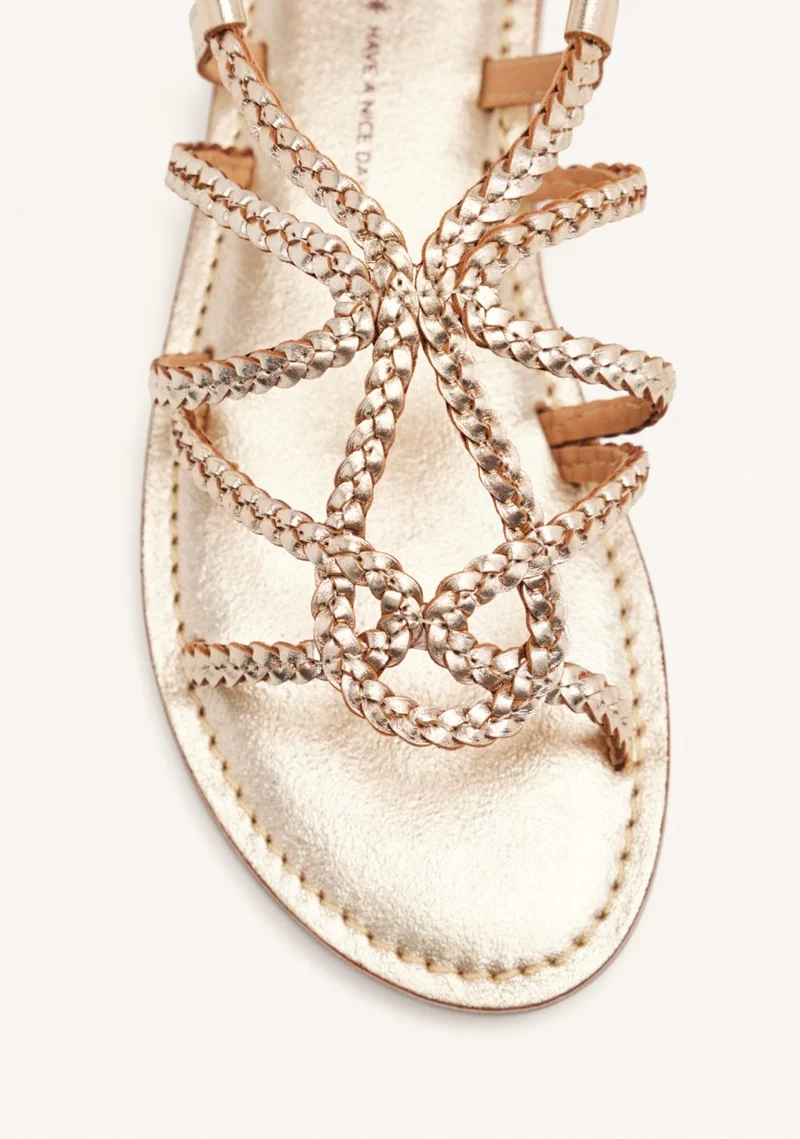 BRAIDED LEATHER FLAT SANDALS ORLAND