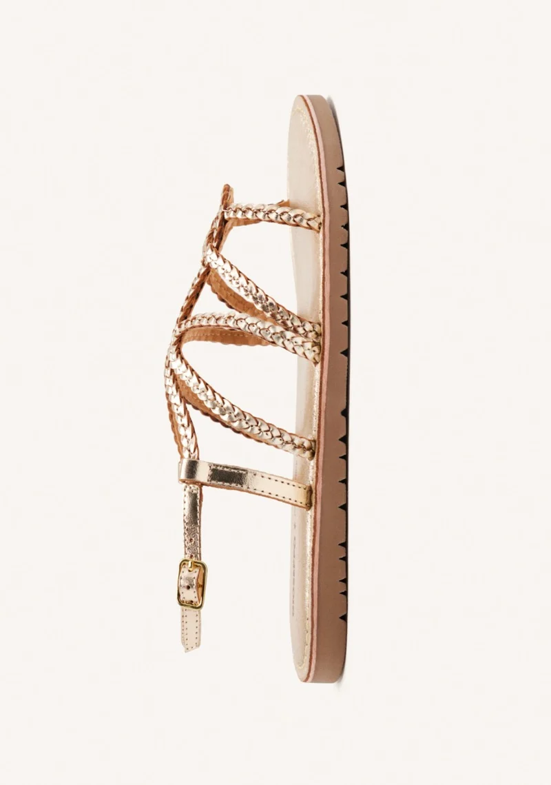 BRAIDED LEATHER FLAT SANDALS ORLAND