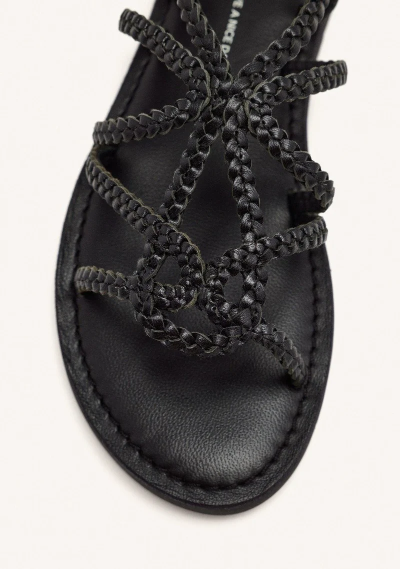 BRAIDED LEATHER FLAT SANDALS ORLAND