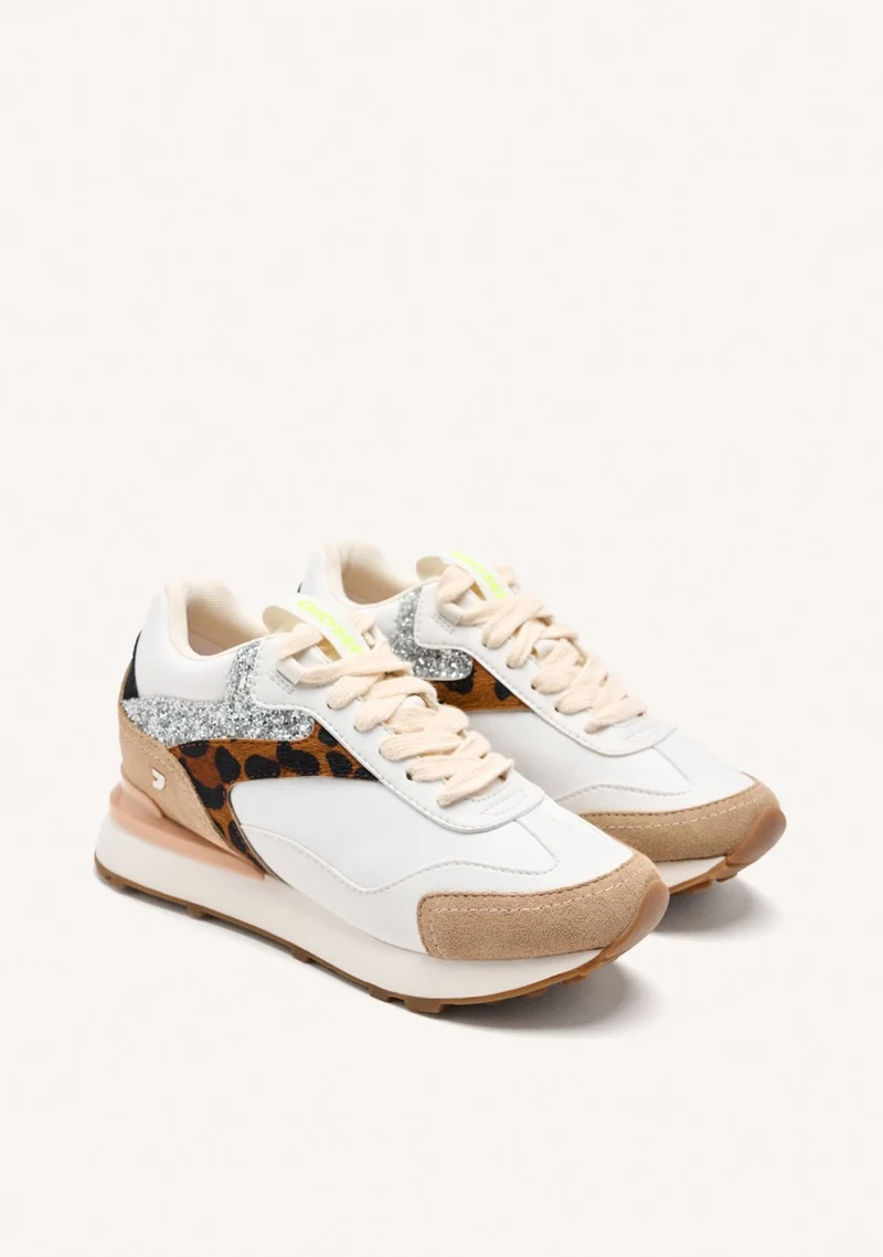 LEOPARD AND SHINE WEDGE LEATHER SNEAKERS ETNA