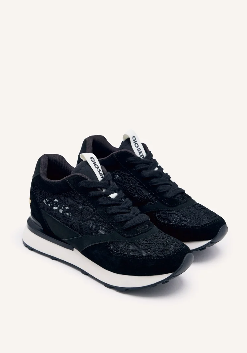 LEATHER LACE WEDGE SNEAKERS MILLADORE