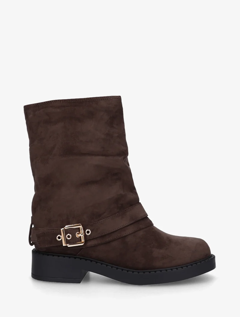 Bottines renversées en suédine - Marron