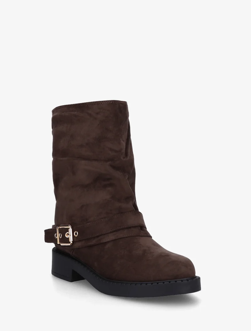 Bottines renversées en suédine - Marron