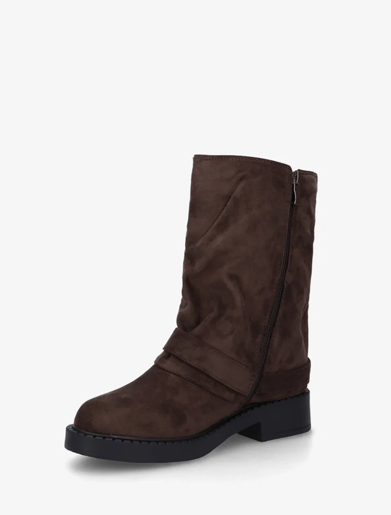 Bottines renversées en suédine - Marron