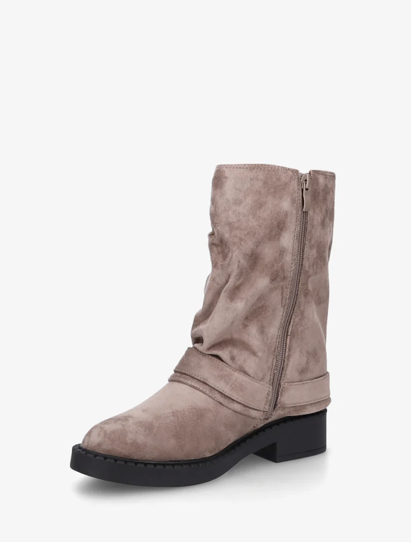 Bottines renversées en suédine - Taupe